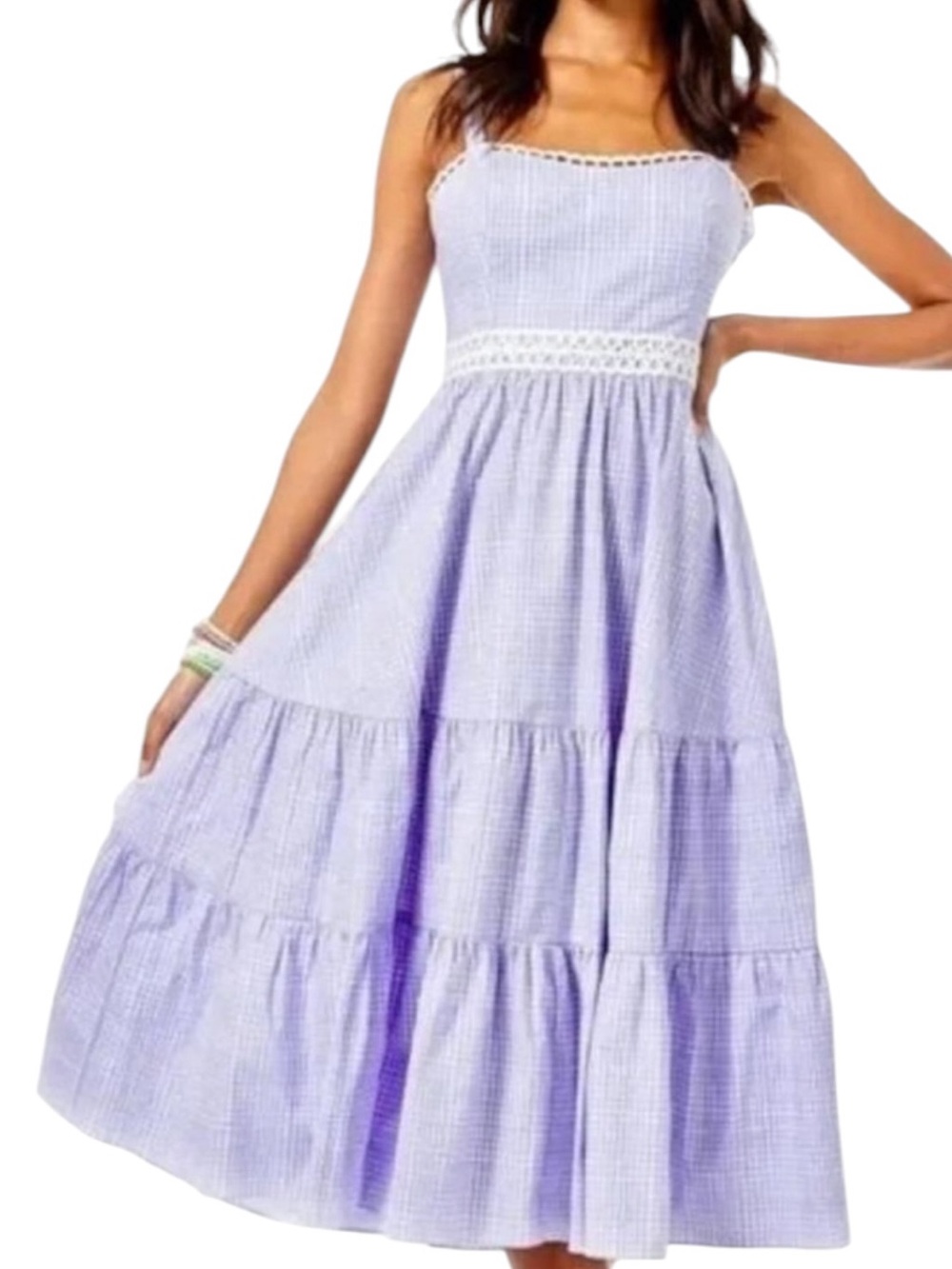 Lilly Pulitzer size 2 new Olivet midi Lavender Gingham Sundress new purple